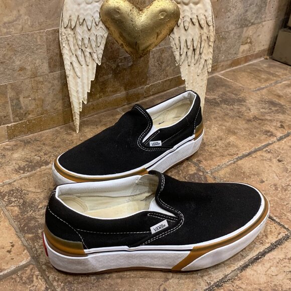 Black Slip-On Canvas Shoes(Purchased On Here And Worn Once, Look Just Like Pix) - Picture 2 of 5